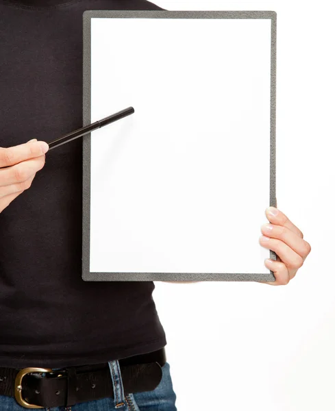 Hands holding clipboard — Stock Photo, Image