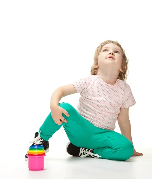 Girl sitting on the floor — Stock Photo, Image