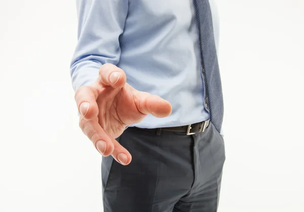 Zakenman met een onaangename veeleisende gebaar — Stockfoto