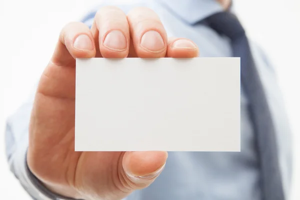 Businessman showing business card — Stock Photo, Image