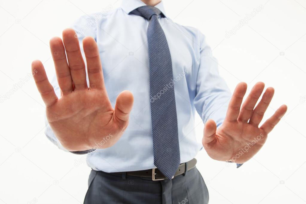 Businessman demonstrating a gesture