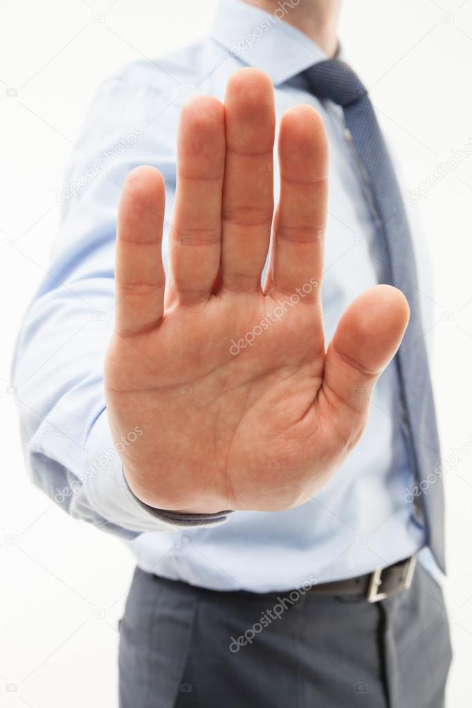 Businessman demonstrating a gesture