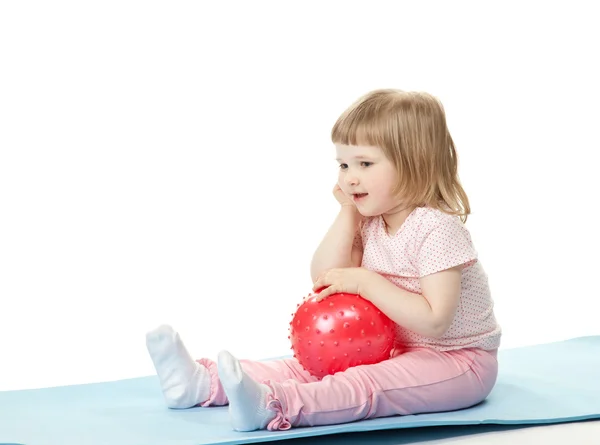 Girl doing exercises with a ball — Stock Photo, Image
