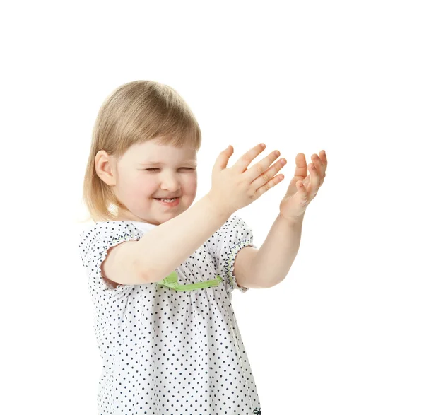 Baby girl waiting for something to catch — Stock Photo, Image