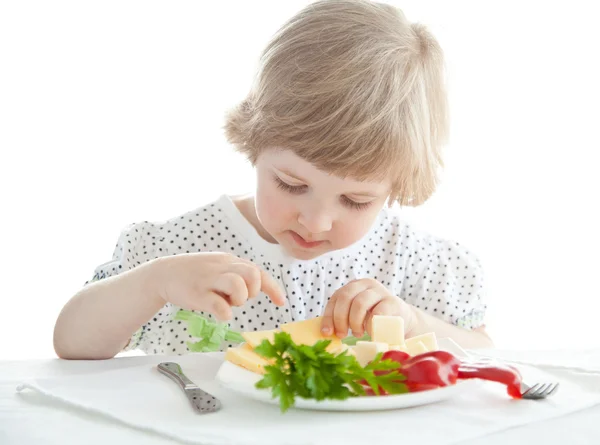 小さな女の子を食べる — ストック写真