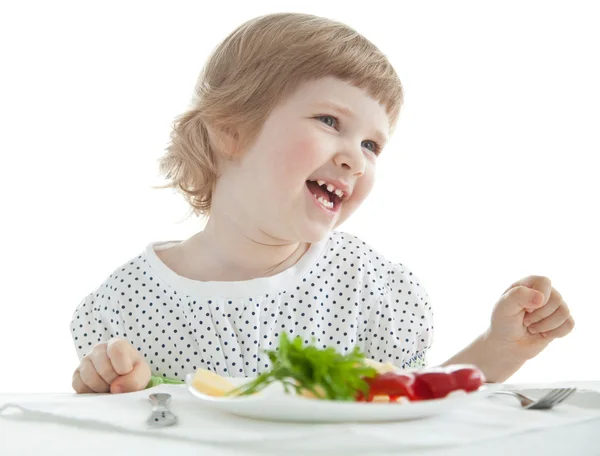 Chica comiendo su cena —  Fotos de Stock