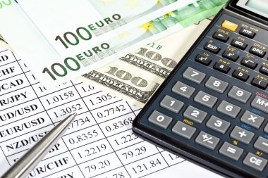 Para, hesap makinesi ve kalem