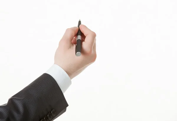 Mano sosteniendo una pluma — Foto de Stock