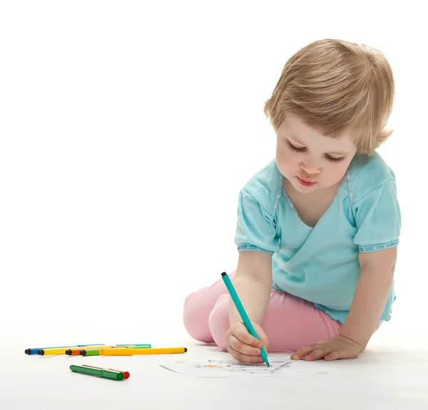 Criança desenhando um quadro — Fotografia de Stock