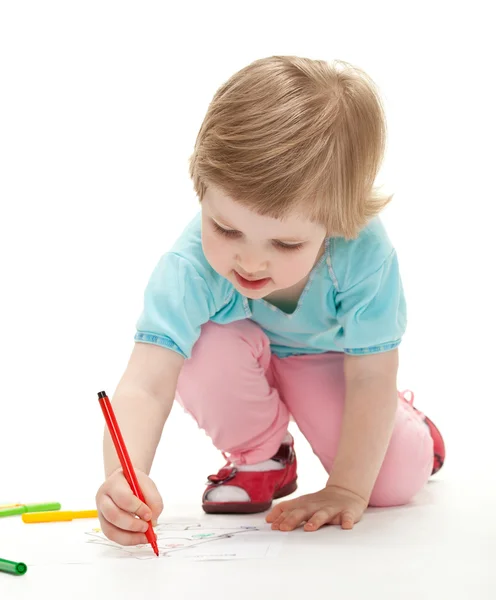 Criança desenhando um quadro — Fotografia de Stock