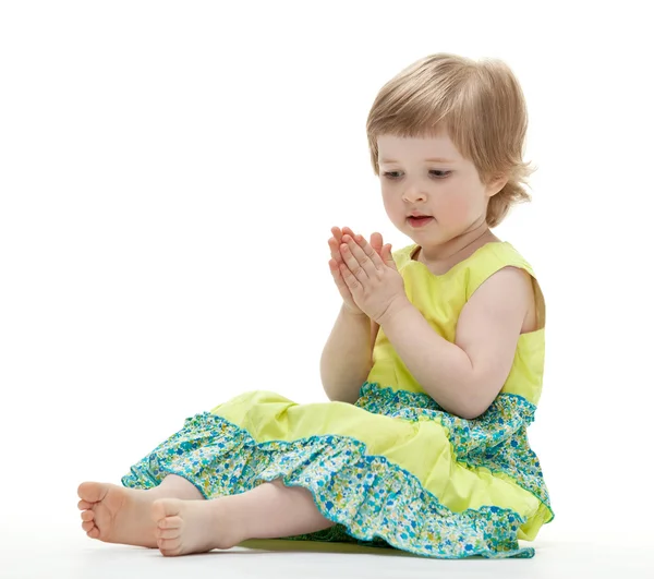 Girl playing sitting on the floor — Stock Photo, Image