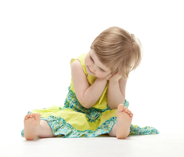 Girl  sitting on the floor — Stock Photo, Image