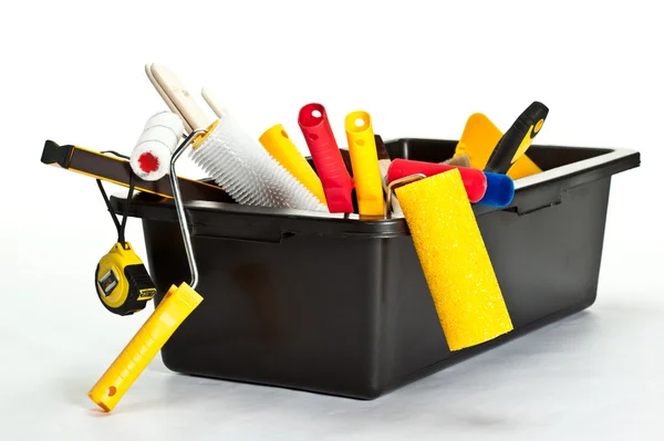 Construction tools inside container — Stock Photo, Image