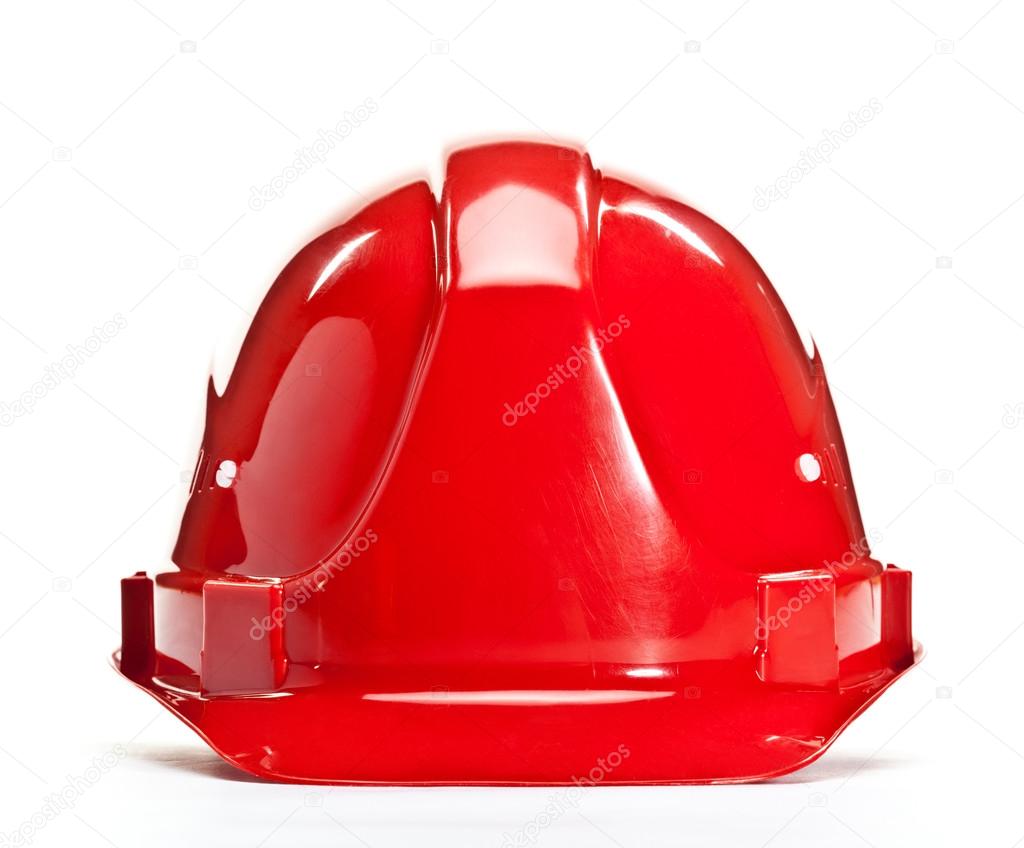Red industrial hardhat