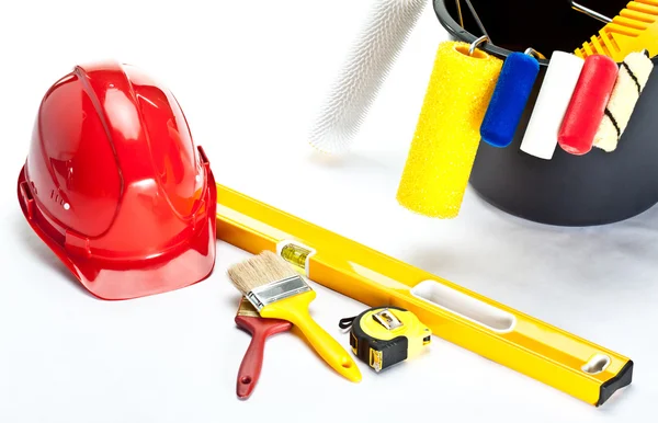 Construction tools and hardhat — Stock Photo, Image