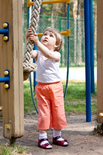 Girl playing with a sport rope — Stock Photo, Image