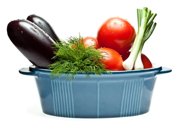 Råa grönsaker i kruka — Stockfoto
