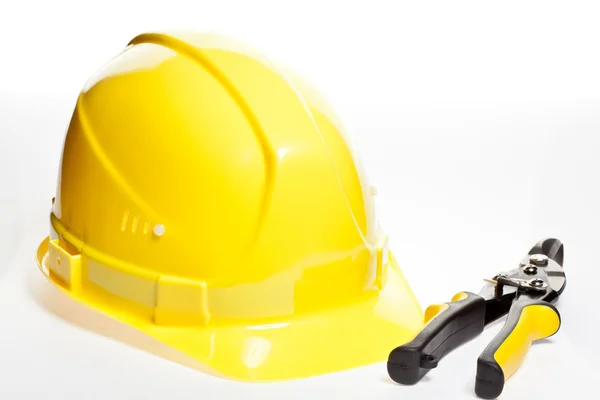 Hardhat and construction cutters — Stock Photo, Image