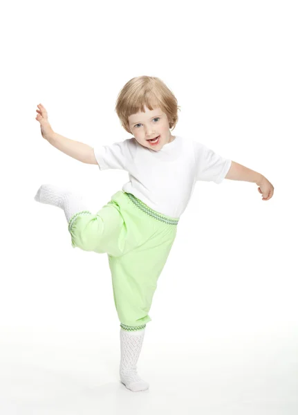 Atlama ve dans küçük kız — Stok fotoğraf