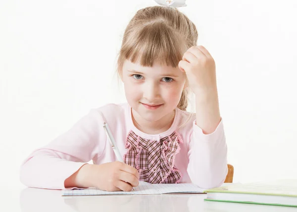 School girl learning to write Stock Photo