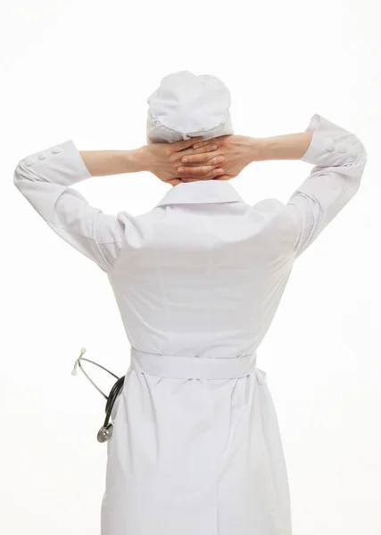 Doctor turned her back and thinking — Stock Photo, Image