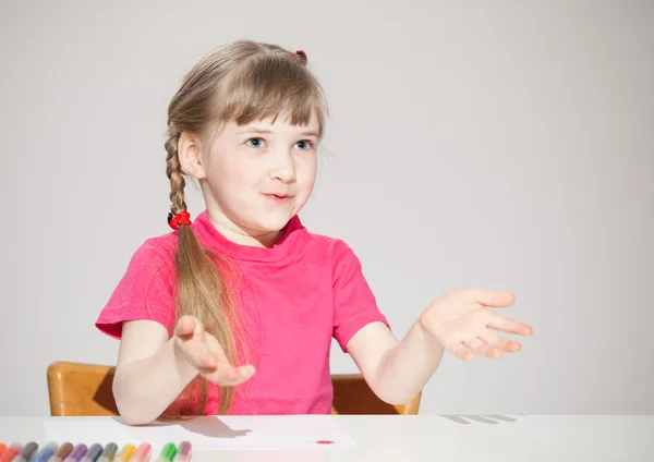 Girl  showing her empty palms Royalty Free Stock Photos