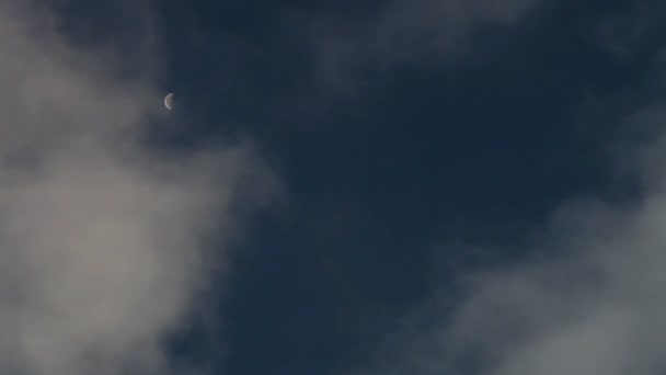 Hermosa luna en el cielo nublado noche — Vídeos de Stock