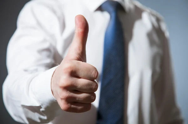 Unrecognizable businessman showing thumb up — Stock Photo, Image