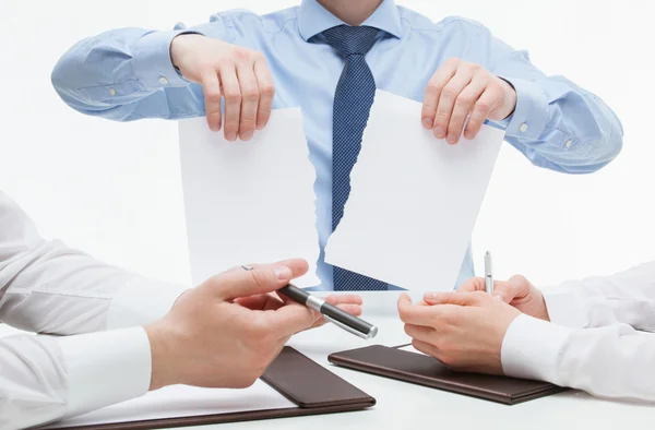 Business people cruelly tearing documents — Stock Photo, Image