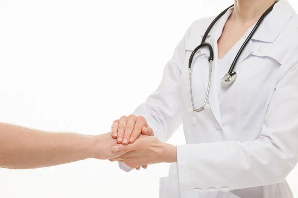 Lekarz trzymając rękę pacjenta — Zdjęcie stockowe