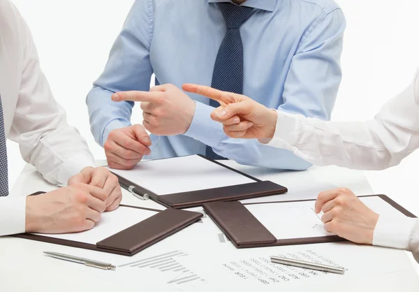 Business people accusing their business partner — Stock Photo, Image