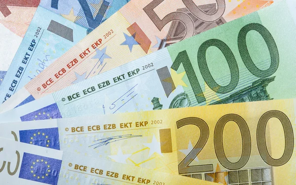 Fondo de billetes en euros — Foto de Stock