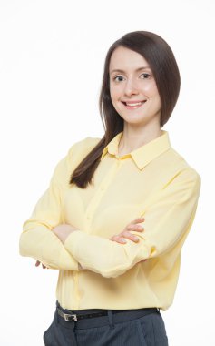 Mutlu bir genç kadının portresi.