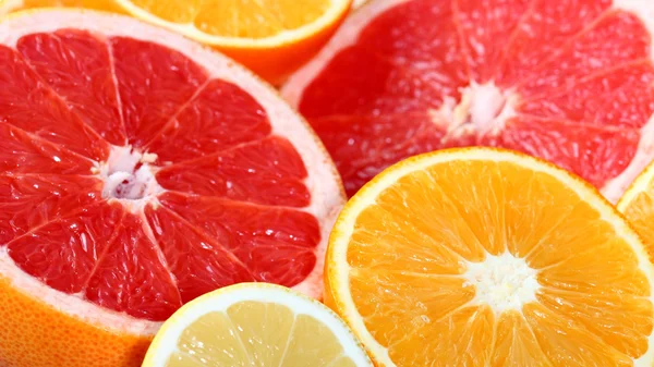 Sinaasappel, grapefruit en citroen — Stockfoto