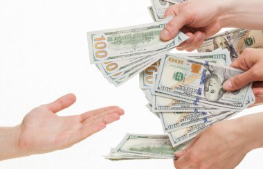 eli boş avucunda dolar koymak