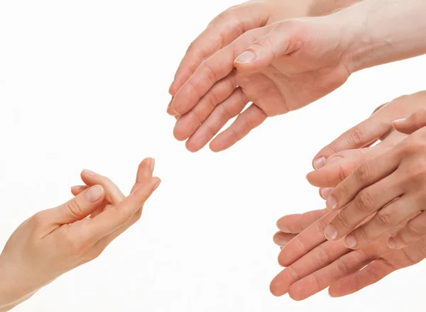 Mãos femininas pedindo ajuda — Fotografia de Stock