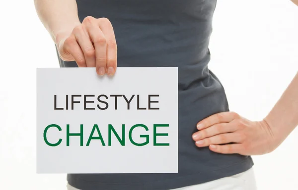 Woman with Lifestyle change inscription — Stock Photo, Image