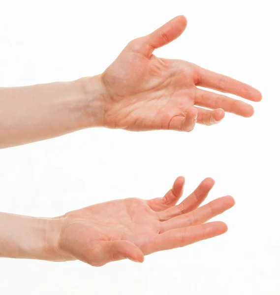 Mãos humanas exigindo algo — Fotografia de Stock