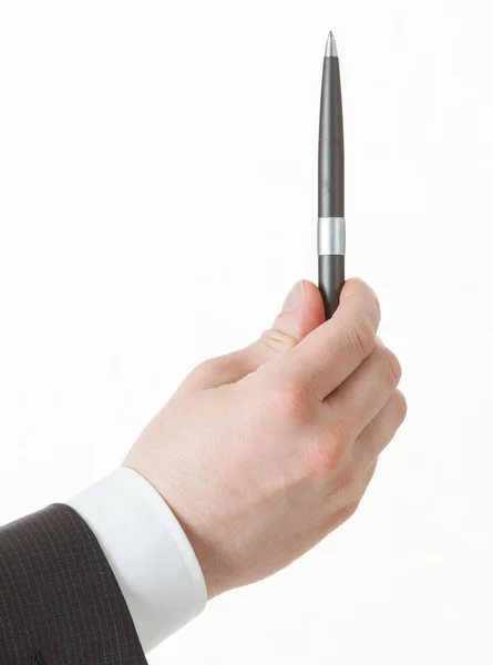 Geschäftsmann hält einen Stift in der Hand — Stockfoto