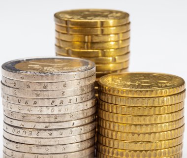 Euro yığılmış paralar