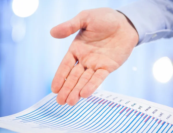 Businessman's hand indicating diagram — Stock Photo, Image