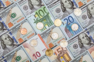 Euro ve dolar banknot ve madeni paralar