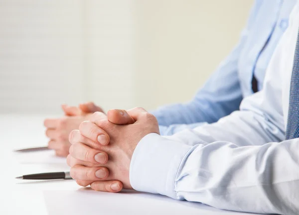 Businessman with pen over document — Stock Photo, Image