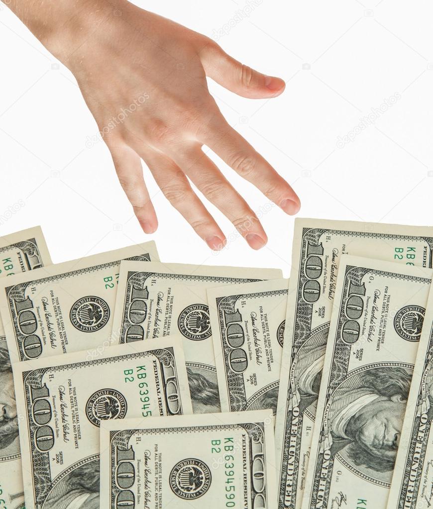 Hand reaching out for money