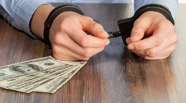 Hands in handcuffs close up — Stock Photo, Image
