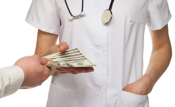 Offering money to Doctor — Stock Photo, Image