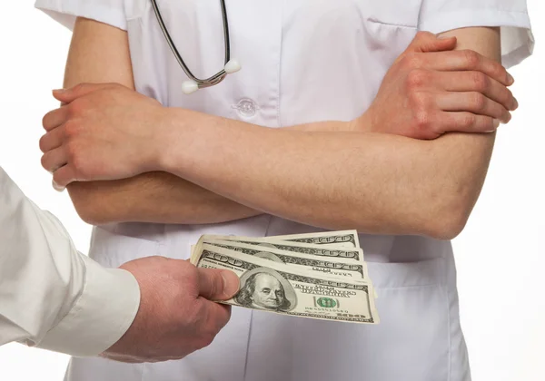 Offering money to Doctor — Stock Photo, Image