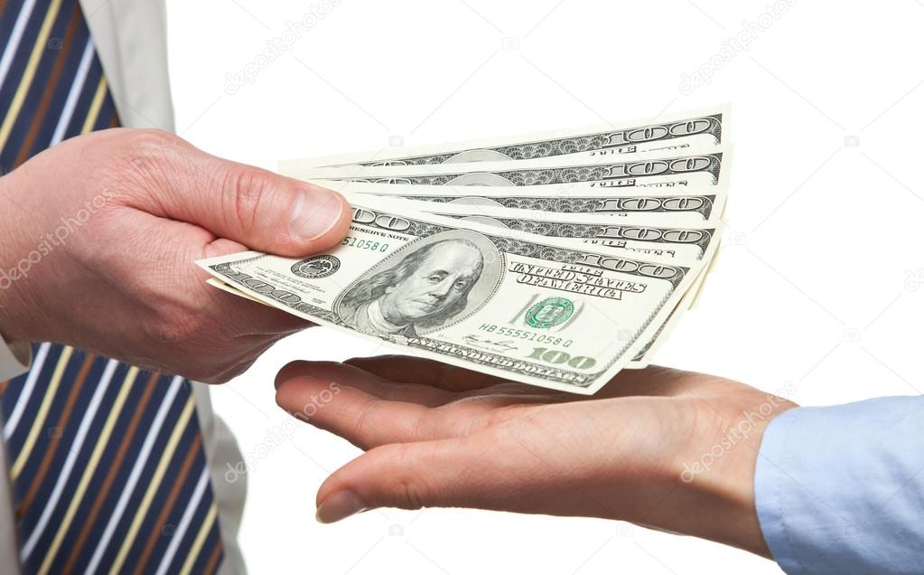 Businessman offering money