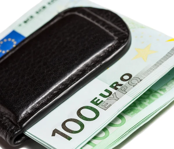 Euro banknotes in wallet — Stock Photo, Image