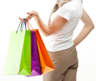 mutlu kız holding alışveriş torbaları
